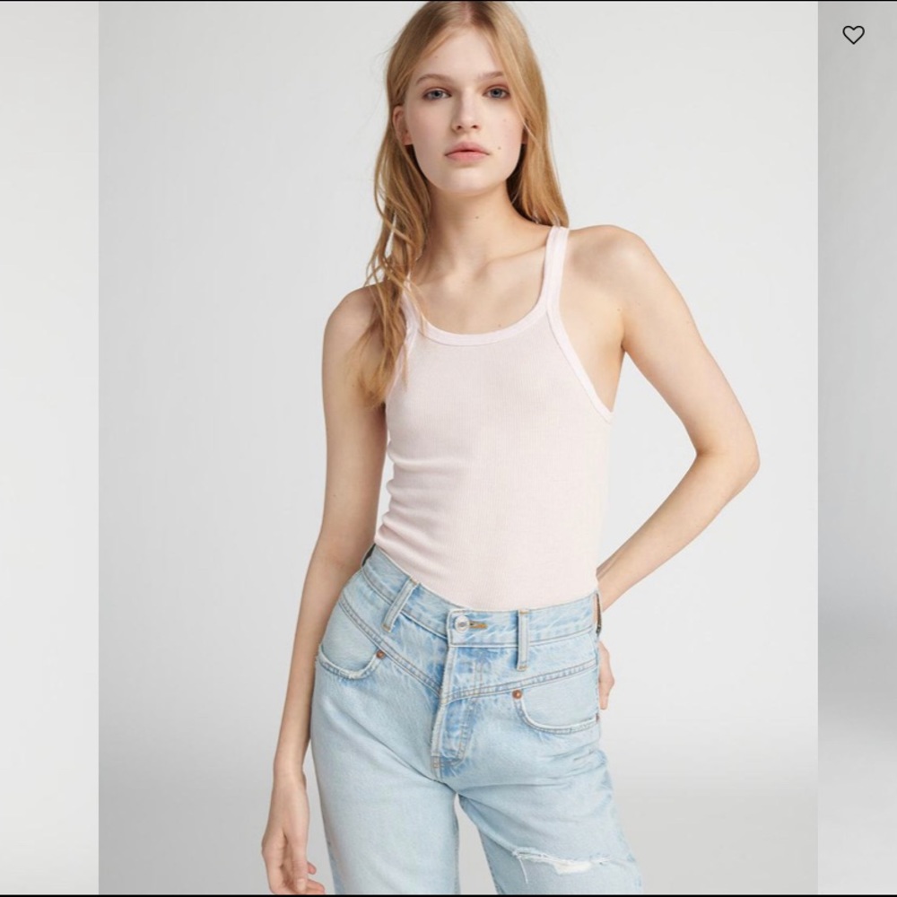 RE/DONE Light Pink Ribbed Tank